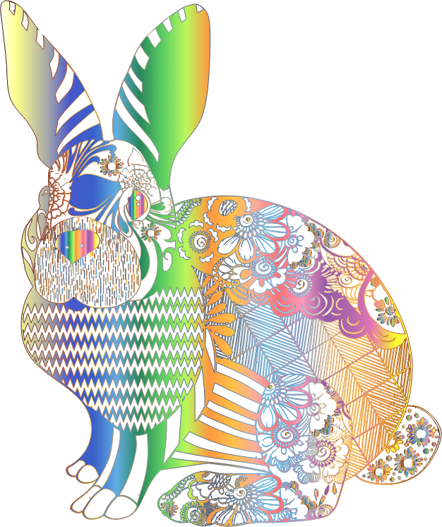 Chromatic Floral Rabbit No Background