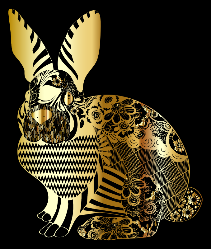 Gold Floral Rabbit