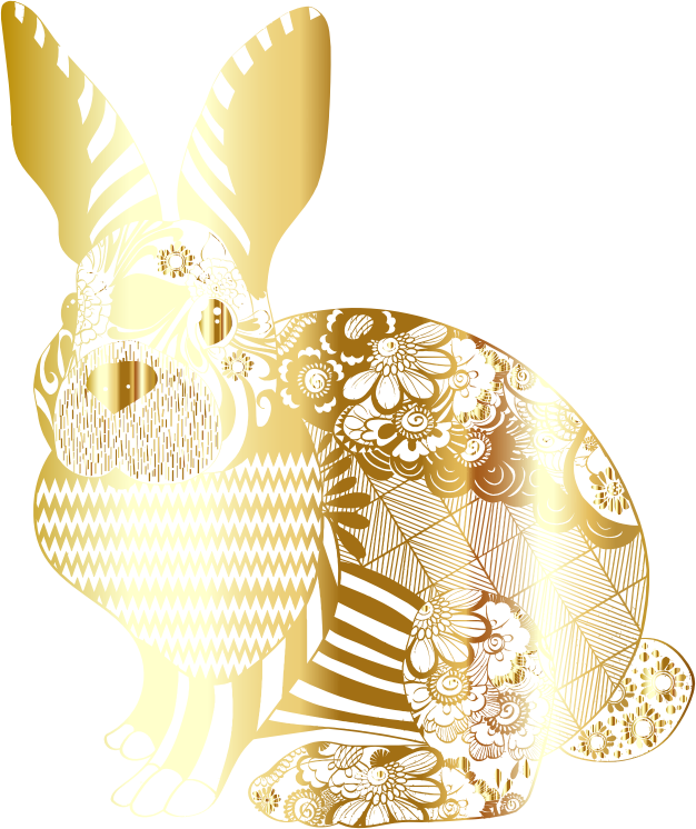 Gold Floral Rabbit No Background