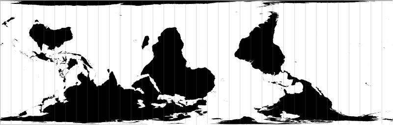 World Map in Oblique Cylindrical Equal Area Projection with Graticule