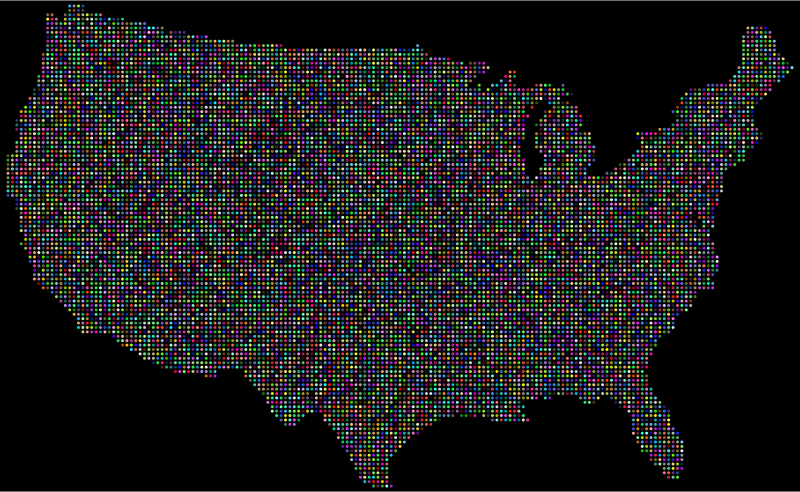 Prismatic United States Map Dots With Background