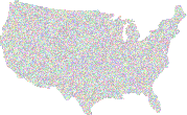 Prismatic United States Map Dots