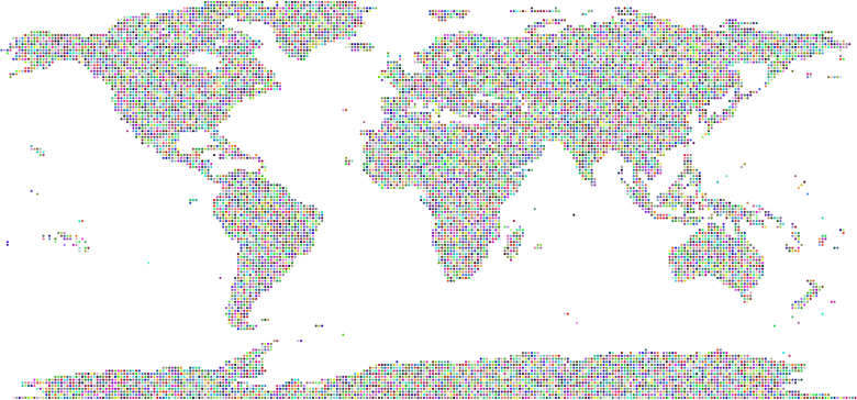 Prismatic World Map Dots