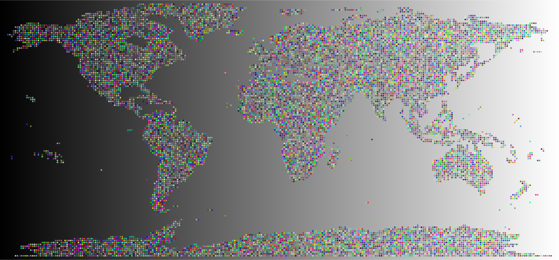 Prismatic World Map Dots With Background 2