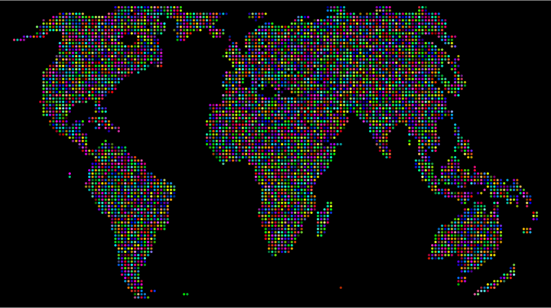 Prismatic World Map Dots 2 With Background