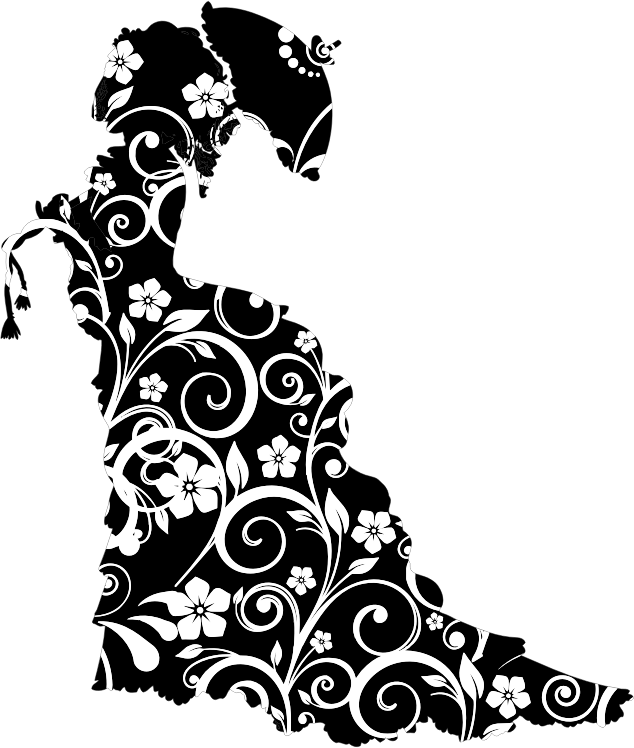 Floral Vintage Victorian Lady Silhouette