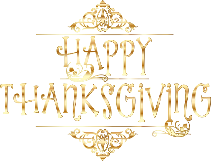 Gold Happy Thanksgiving Typography No Background