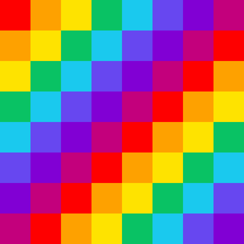 Rainbow checker pattern