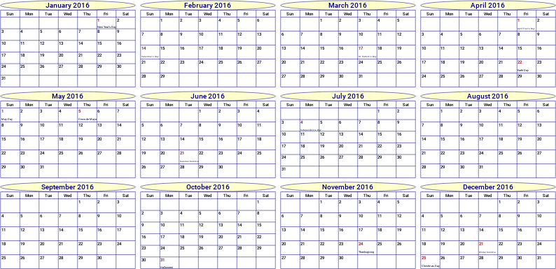 Year/Month Calendar