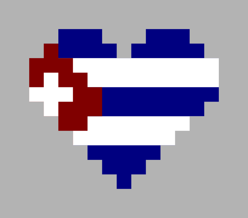 Cuba Flag in Heart Shape Pixel Art 