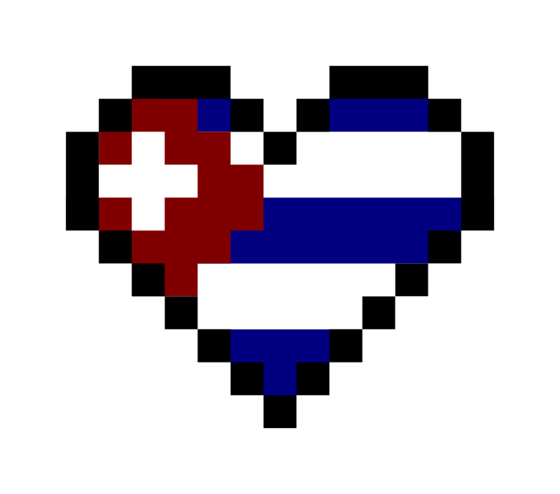 Cuba Flag in Heart Shape Pixel Art 