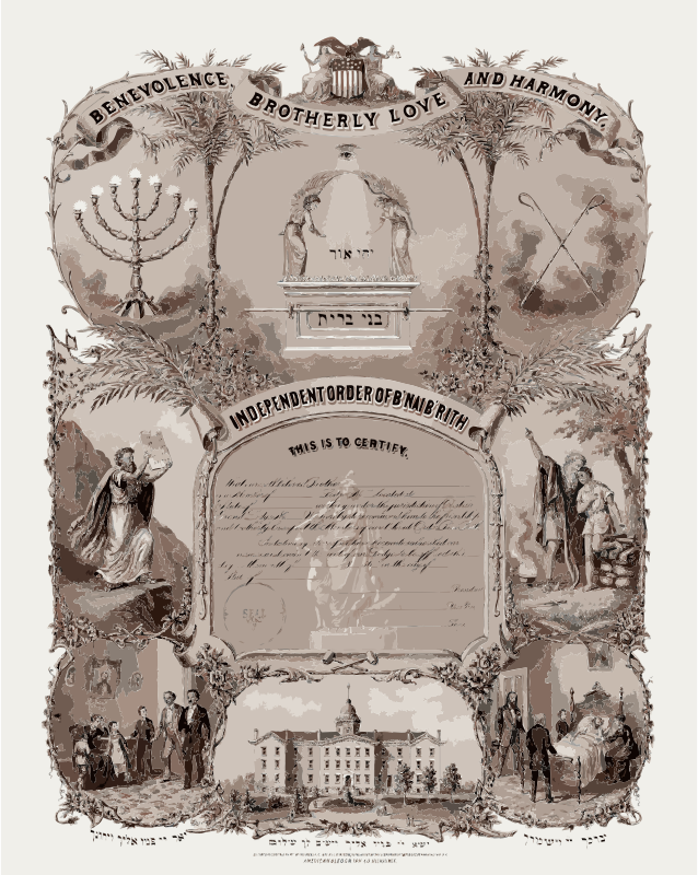 Bnai Brith membership certificate 1876