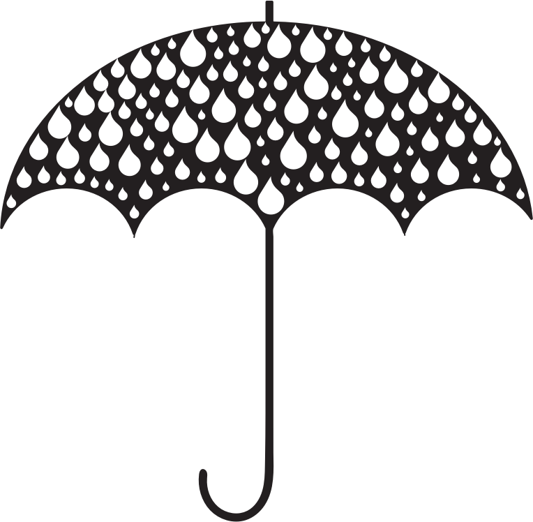 Rain Drops Umbrella Silhouette