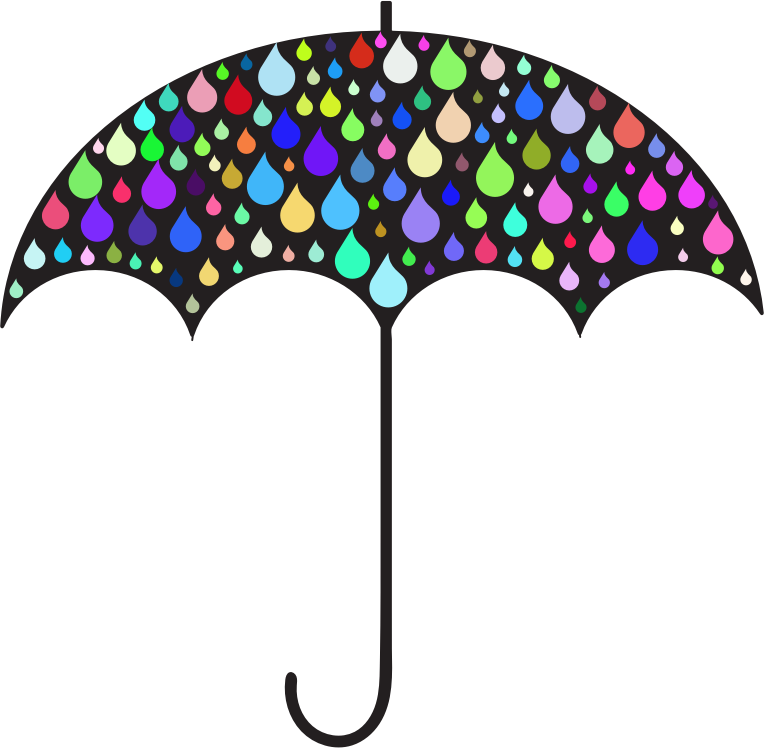 Prismatic Rain Drops Umbrella Silhouette