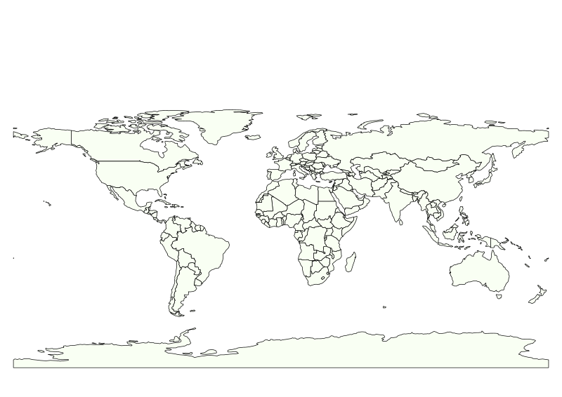 One-color simple world map