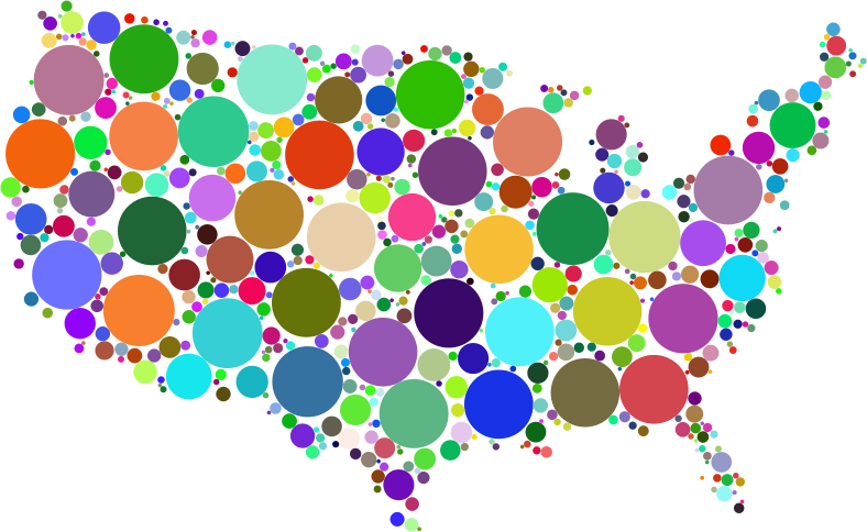 Prismatic United States Map Circles