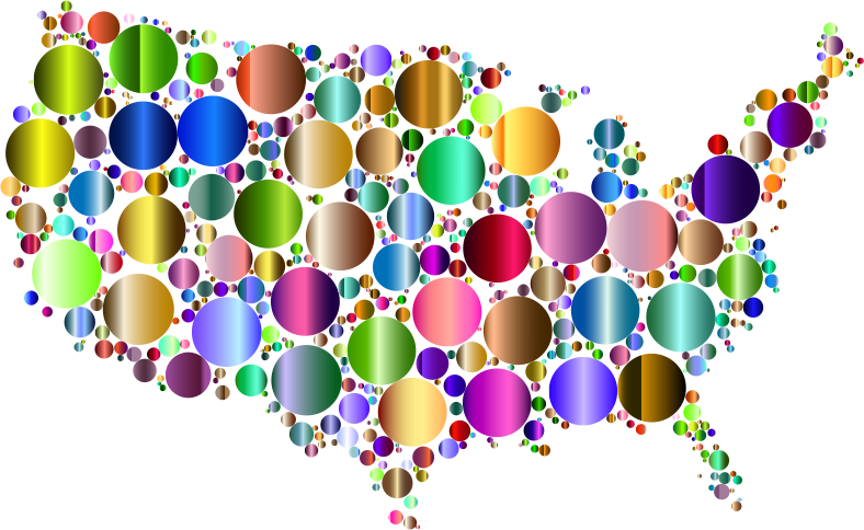 Prismatic United States Map Circles 4