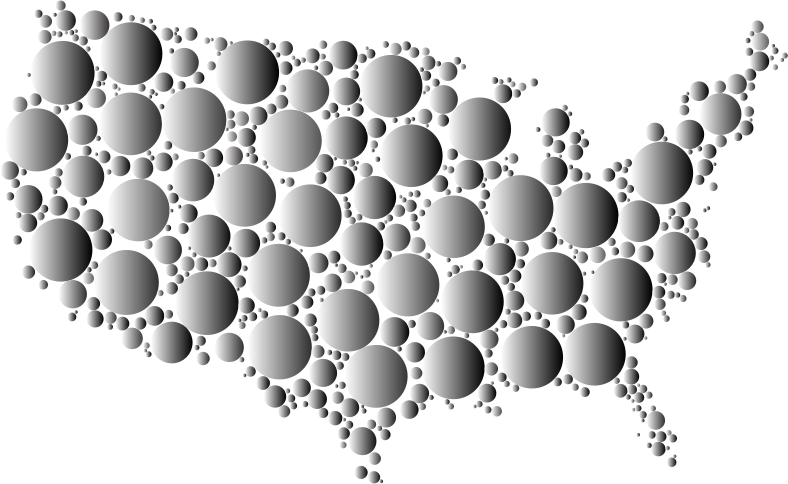 Prismatic United States Map Circles 6