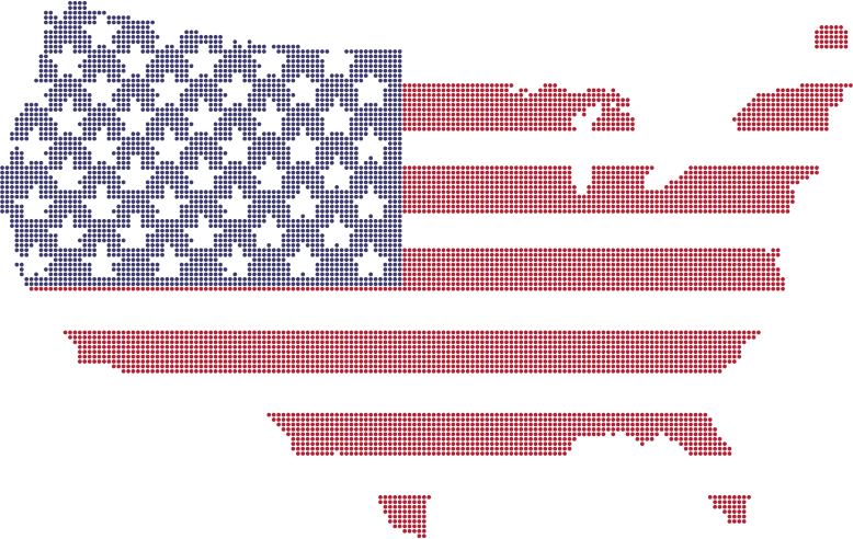 America Flag Map Dots