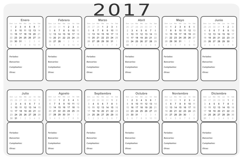 Calendario 2017 B/N meses