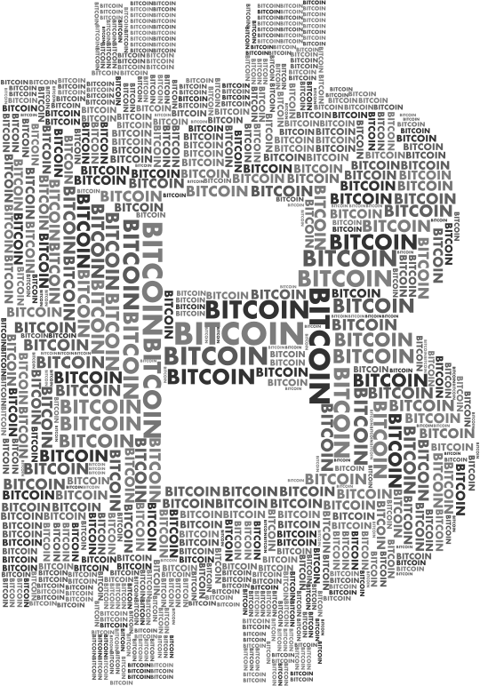 Bitcoin Logo Word Cloud Grayscale