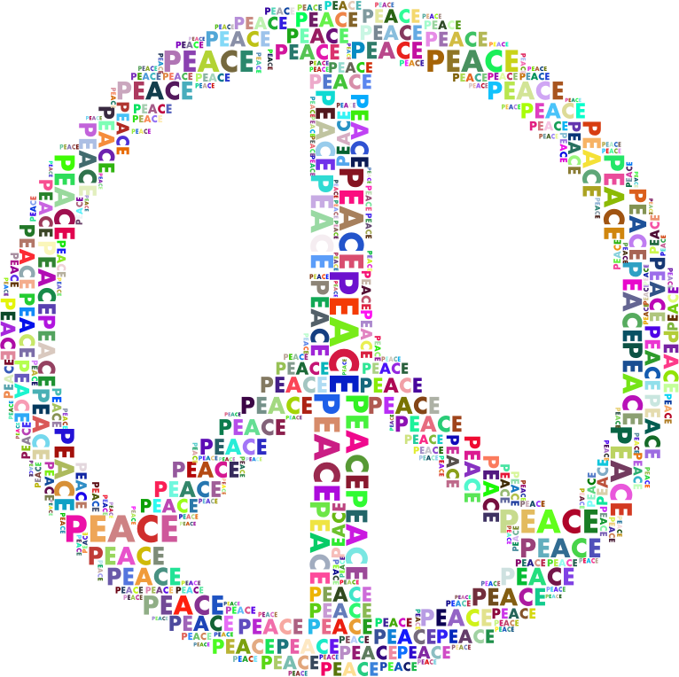 Prismatic Peace Sign Word Cloud No Background