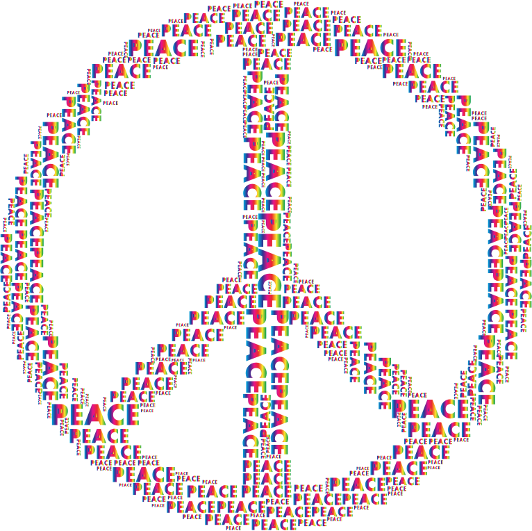 Spectrum Peace Sign Word Cloud No Background