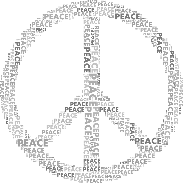 Peace Sign Word Cloud Grayscale
