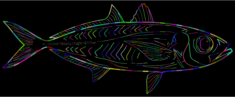 Prismatic Fish Line Art With Background