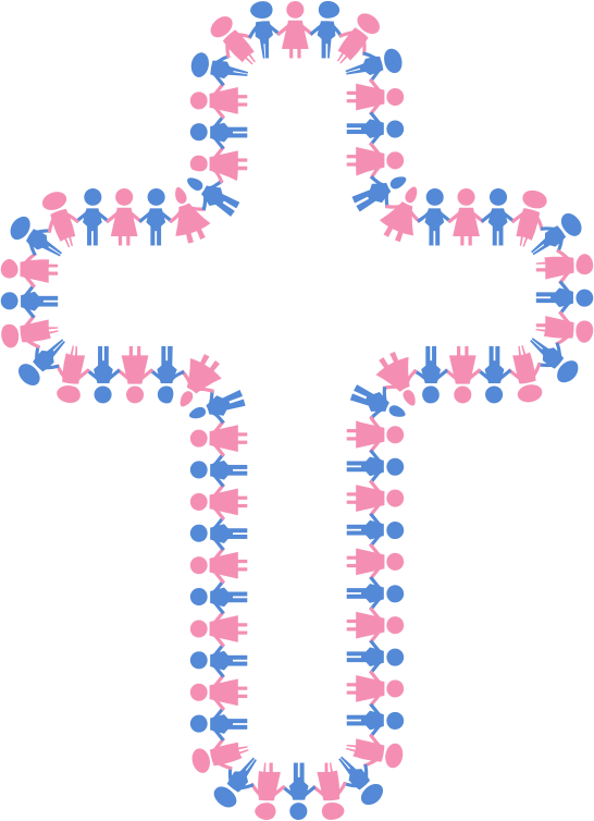 Male And Female Symbols Holding Hands Cross