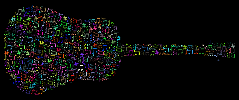 Prismatic Musical Notes Old Fashioned Guitar