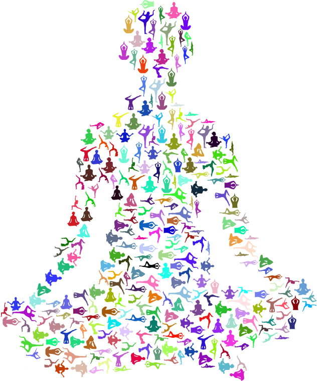 Prismatic Female Yoga Pose Silhouette Fractal No Background