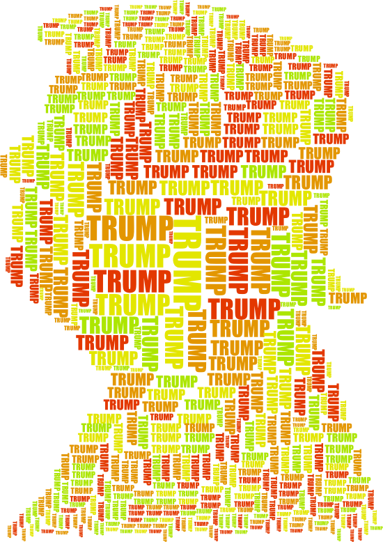 Trump Profile Word Cloud No Background