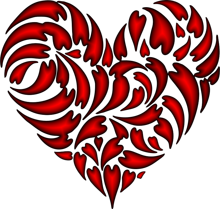 Abstract Distorted Heart Fractal Crimson