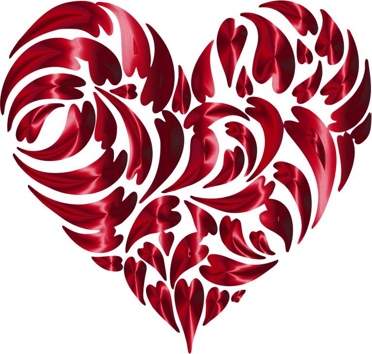 Abstract Distorted Heart Fractal Vermilion No Background