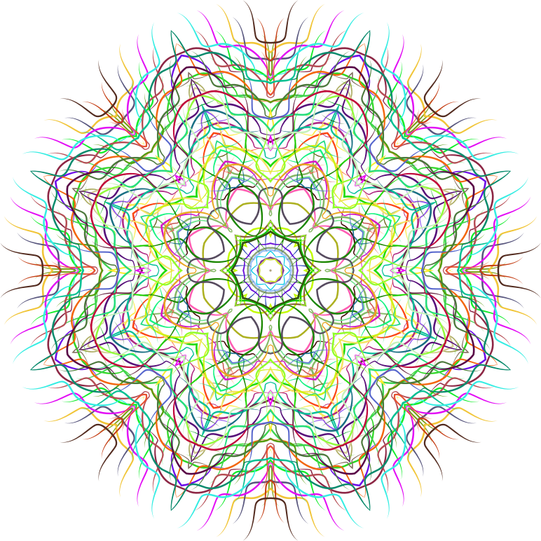 Prismatic Line Art Mandala No Background