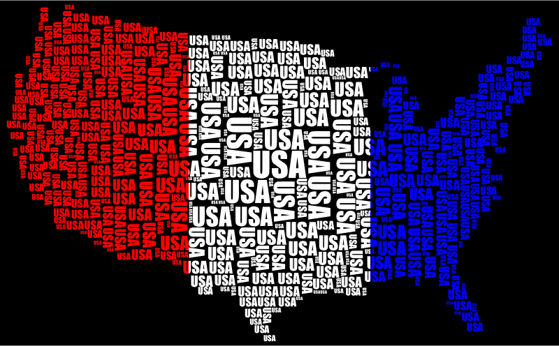 USA Word Cloud Red White Blue