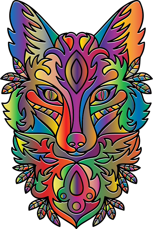 Prismatic Ornamental Fox Line Art