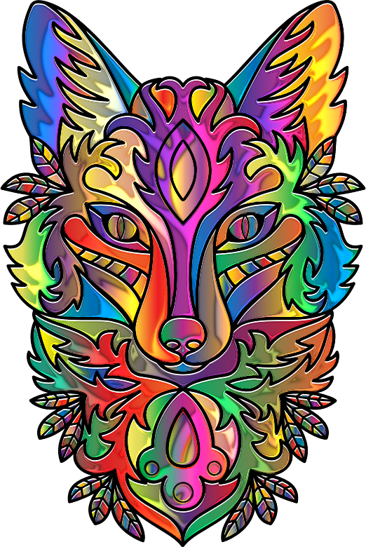 Prismatic Ornamental Fox Line Art Enhanced