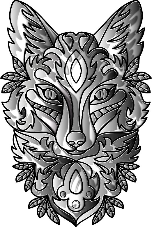 Duochromatic Ornamental Fox Line Art Enhanced