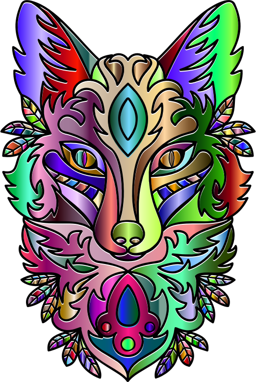 Chromatic Ornamental Fox Line Art