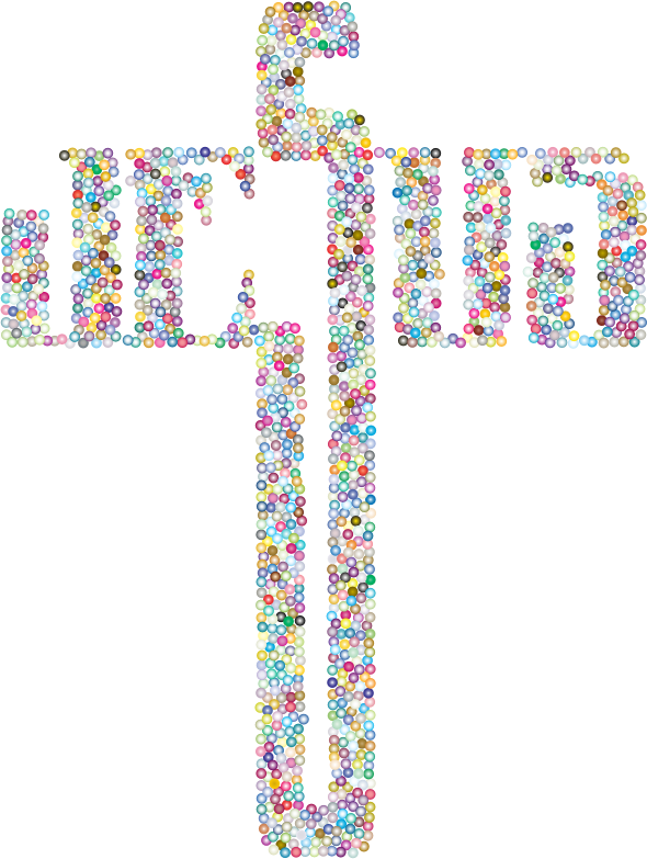 Prismatic Jesus Cross Typography Dots No Background