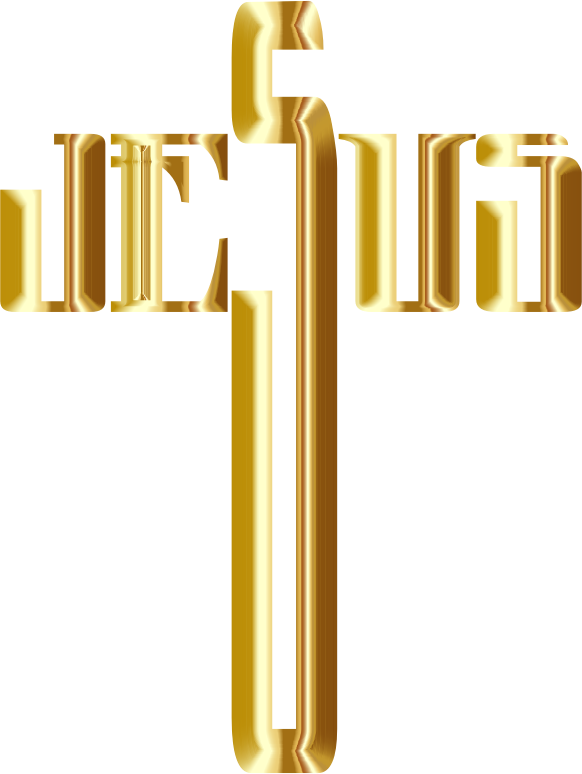 Jesus Cross Typography Gold No Background