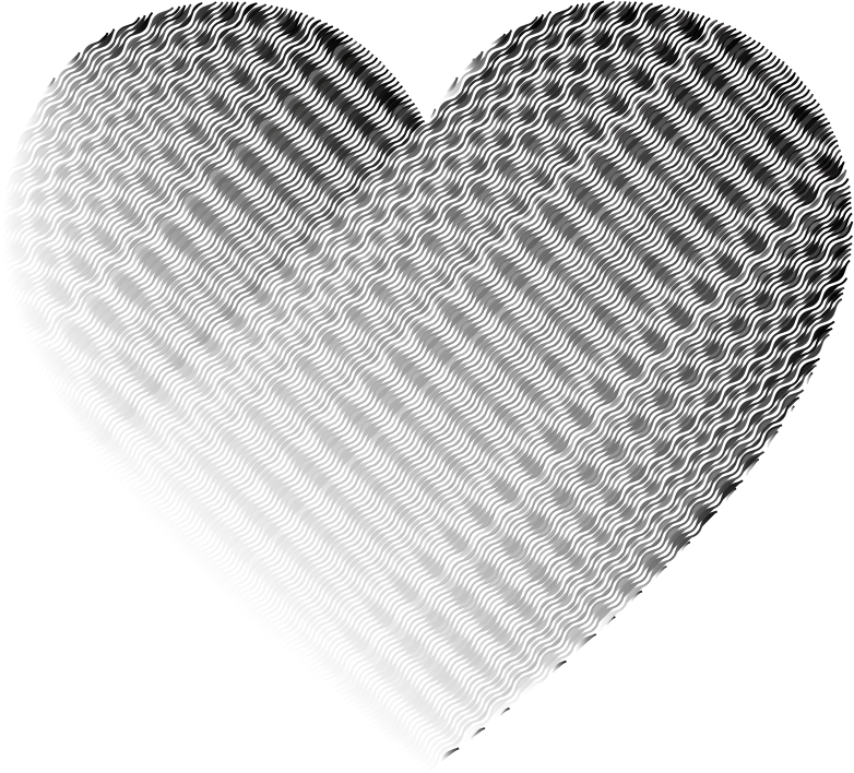 Grayscale Wavy Heart No Background