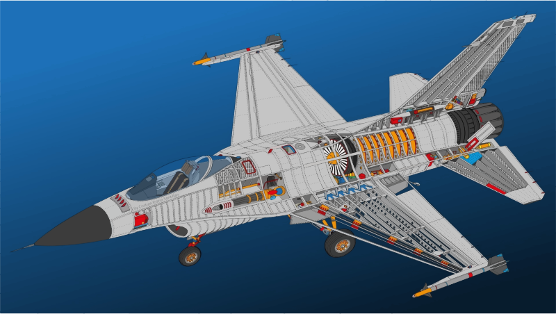 Cutaway drawing of an F16