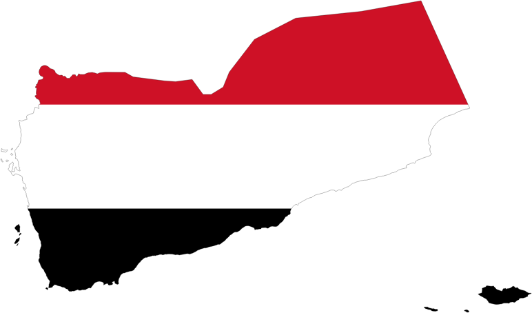 Yemen Map Flag With Stroke