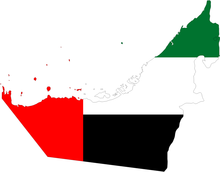 United Arab Emirates Map Flag With Stroke