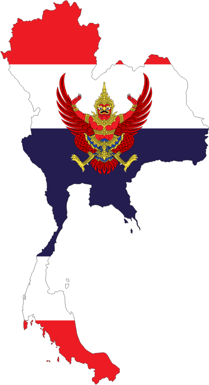 Thailand Map Flag With Stroke And Emblem