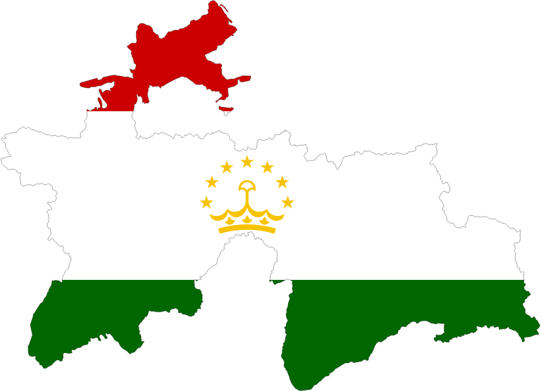 Tajikistan Map Flag With Stroke