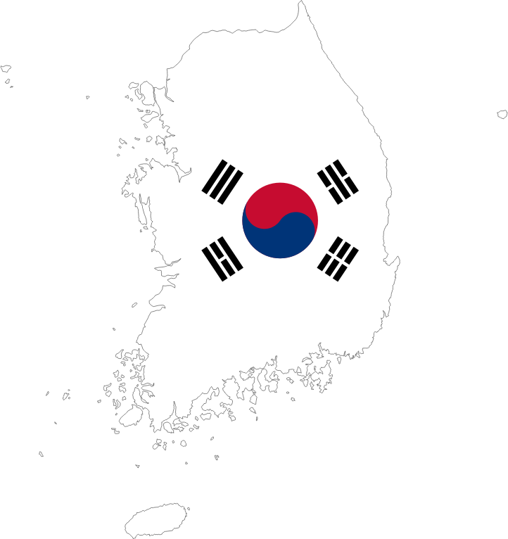 South Korea Map Flag With Stroke